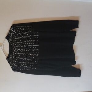 Silvercord | Vintage Hand-Beaded Black Sweater | Small
